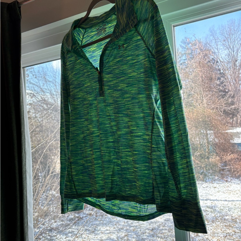 Under Armour Women's Blue and Green Quarter-Zip Top - Picture 4 of 6